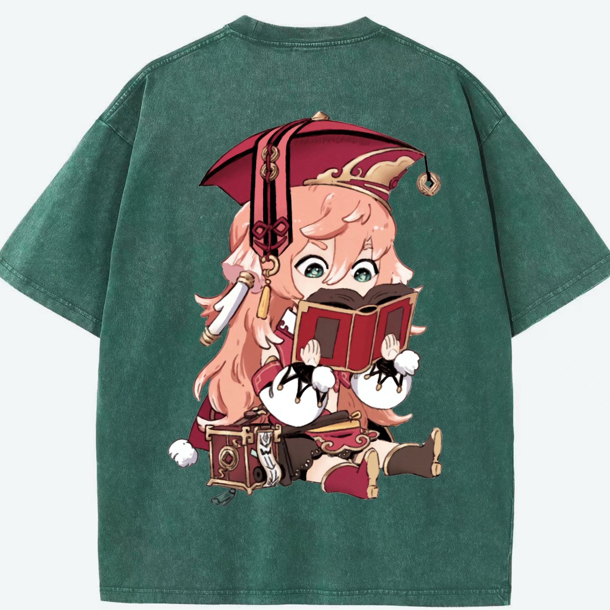 げんし神 ヤンフェイ genshin Yanfei 綿100% ヴィンテージ風 半袖Tシャツ（背面プリント）